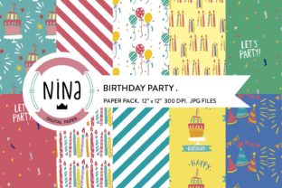 Birthday Party Digital Paper Pack: Vibrant Design Assets