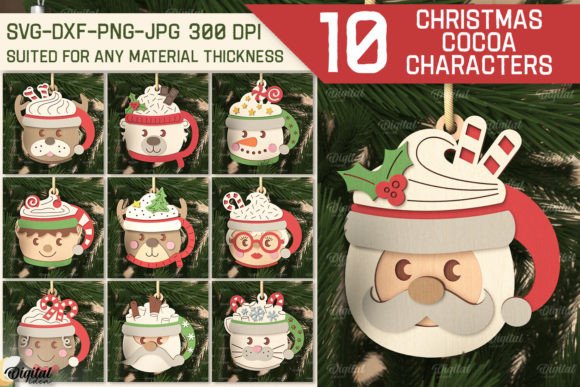 Christmas Cocoa Characters Bundle Laser Cut Designs