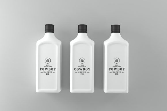 Cowboy Three Bottle Mockup: Elevate Your Design Presentations