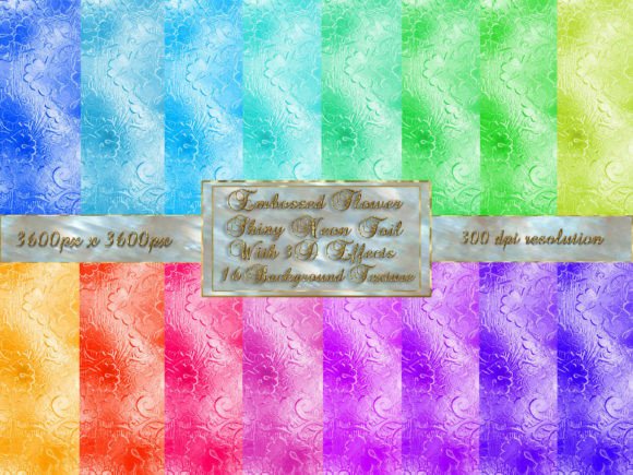 Embossed Flower Shiny Neon Foil: Vibrant 3D Digital Papers