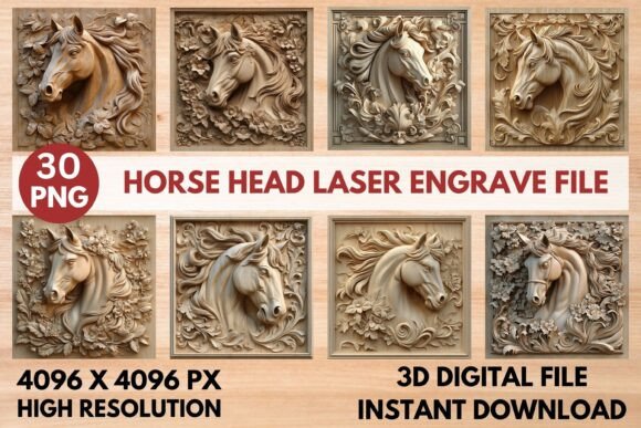 Horse Head Laser Engrave File: Premium PNG Design