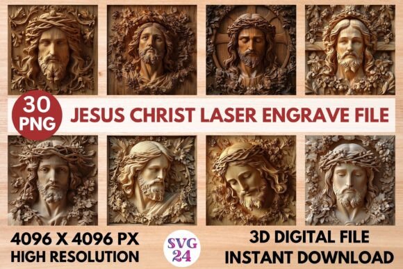 Jesus Christ Laser Engrave File: Stunning 3D Designs