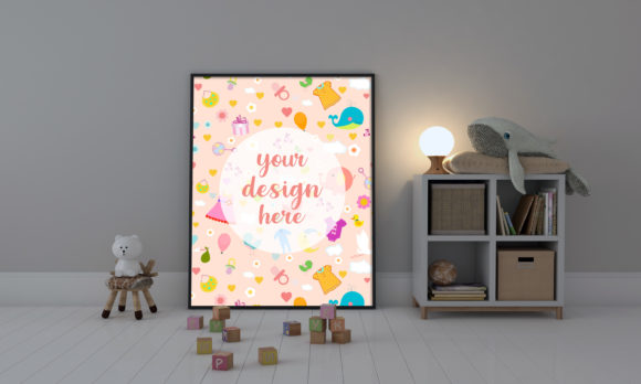 Kids Bedroom Empty Frames for Mockup