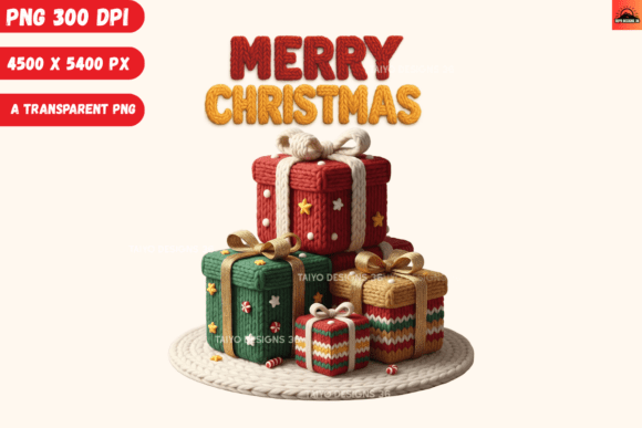 Knitted Christmas Gifts PNG for Cozy Holiday Designs
