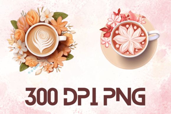 Latte: Watercolor Floral Coffee Cups 08