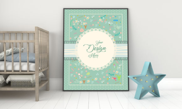 Minimalist Kids Bedroom & Empty Frame: A Clean Design Asset