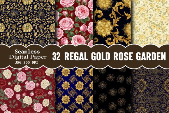 Regal Gold Rose Garden Pattern: Endless Creative Elegance