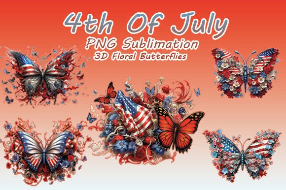 Stunning 4th of July PNG Sublimation Butterflies for Design