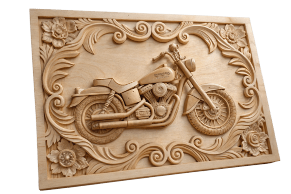 Wood Motorcycle Design: 3D Laser Engrave Art for Modern Makers